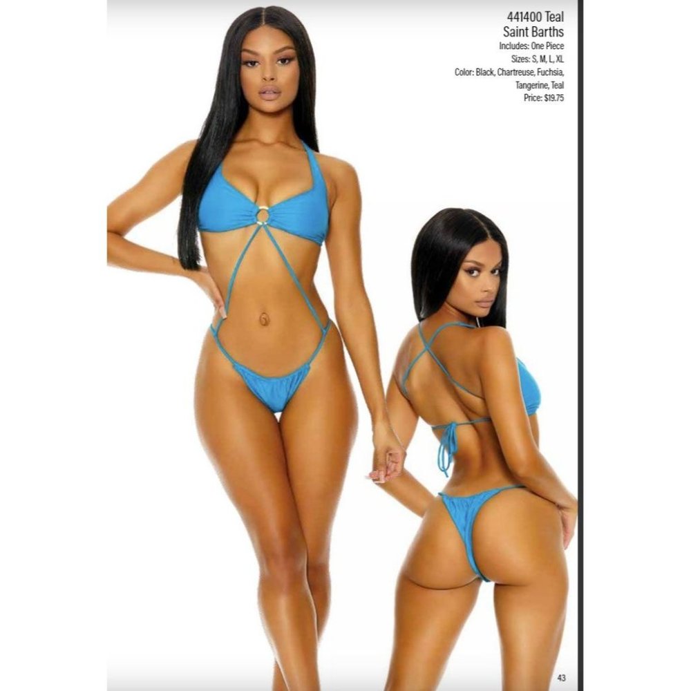 NEW‎ Forplay Saint Barths One Piece thong bottom Swimsuit $39